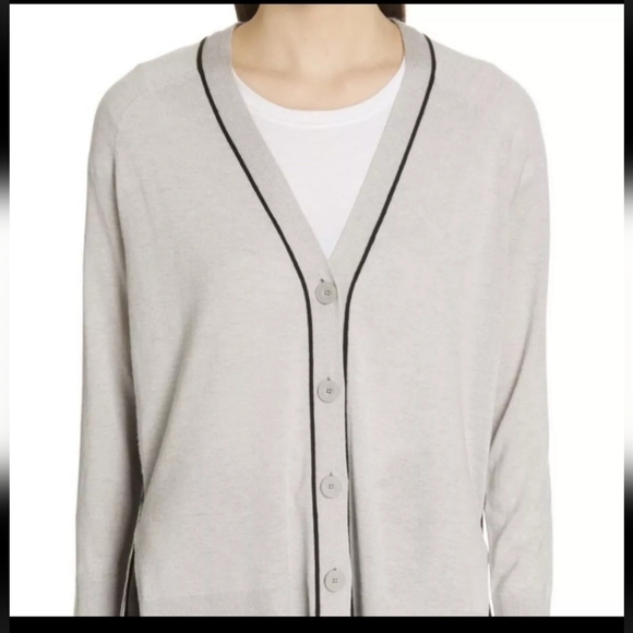 ATM Anthony Thomas Melillo Silk, Wool, And Cashmere Blend Colorblock Cardigan - Picture 1 of 10